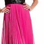 Nicole Miller  Sleeveless Pleated Sequin Pink Black Maxi Dress Gown Sz 2 Photo 0