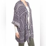 Hinge  Open Cardigan Cotton Art Deco Fringe Navy Ivory XS / Small Photo 4