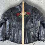 Vintage Women's Leather Biker Jacket Sz 44 (Large) Harley/Biketober Patches Moto Black Photo 6