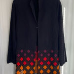 Misook ‎ Women's Colorblock Diamond Cardigan Sweater Black Geometric Long Line S Photo 0