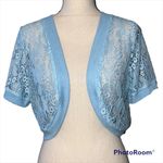 Abollria large blue women’s cover up crochet knit short sleeve NWT Photo 7