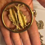 Long Chunky Gold Time PISCES Astrology Necklace Ornate Chain Vintage Designer Photo 2