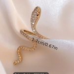 Glamorous Golden Snake Adjustable Wrap Ring Gold Photo 2