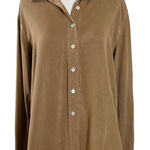 Cut Loose LagenLook Fall Brown Button Down 100% Tencel Shirt Small Oversized Photo 0