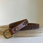 Handmade Vintage Brown Genuine Cowhide Leather Tooled Western Belt Size XS/S Photo 9