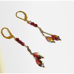 Gold filled red crystal dangling earrings Photo 1