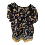 Knox Rose  Floral Black and Gold Women's Top Photo 1