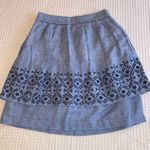 Anthropologie  ODILLE Size 4 Blue Embroidered Pleated Knee Length Skirt Photo 10