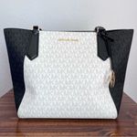Michael Kors Kimberly Black White Bonded Small Leather Tote Purse Photo 1