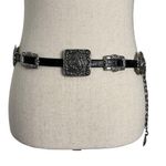 Brighton Concho Belt Black Leather Silver Medallion 1993 Vintage Photo 0