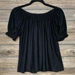 W5  Off Shoulder Top‎ Womens Size Small BLack Eyelet Blouse Short Sleeve Summer Photo 0