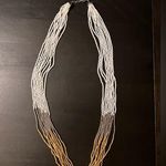 Talbots NWT White Silver Gold Seed Beaded Necklace summer beach casual resort Photo 0