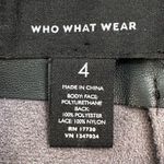 Who What Wear Black Faux Leather Mini Skirt with Ruffle Lace Hem Photo 10