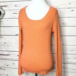 Merona Coral Ribbed Knit Scoop Neck Sweater Size Medium Orange Peach Photo 1