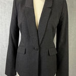 Classiques Entier  Charcoal Plaid Textured Tailored Blazer Size 6 Photo 0