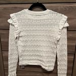 ZARA  White Lace Long Sleeve Ruffle Top Photo 3