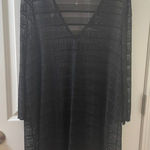 Jordan Taylor Women's V Neck Mesh Tunic Swim Cover Up Black Size LARGE Photo 0