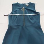 Calvin Klein  Teal Sleeveless Stretch Crepe Front‎ Zip Sheath Dress Size 10 Photo 6