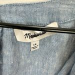 Madewell NEW Splitneck Mini Dress in 100% Linen Sunfaded Blue Pockets US 14 Photo 12