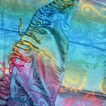 Colorful rainbow pastel paisley scarf wrap Blue Photo 7