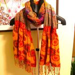 Orange/Green Long Ruched Scarf Orange Photo 0