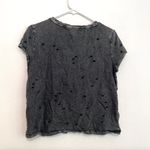 American Eagle Destroyed Pocket T-Shirt Black Ripped Rips Short Sleeve Crop Top Photo 7