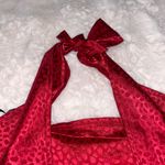 SheIn Strapless Leopard Red Satin Crop Top Photo 4