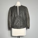 MARNA RO Embroidered Sparkling Bomber Jacket Size Small Gray Photo 2