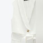 ZARA  White Belted Waistcoat/Sleeveless Vest Mini Dress Photo 11