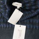 John + Jenn  Black Navy Blue Striped Turtleneck Sweater M Medium Eyelet Crochet Photo 4