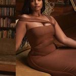 House Of CB NWOT  Aina Tan Brown Cut Out Bandage Midi Dress sz L Photo 2