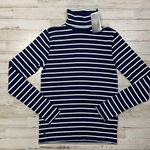 Polo  Ralph Lauren Navy White Striped Ribbed Cotton Blend Turtleneck Top Stretch Photo 0