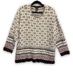 Style & Co Knit Crewneck Sweater Geometric Fair Isle Pattern Neutral Cream XL Photo 0