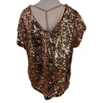 Lavish  Gold V-Neck Sequin Chain Blouse Size Large Photo 3