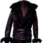 Cache Black Shearling Moto Lined Jacket Front Zipper Sleeve Zippers New NWT $268 Photo 1