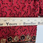 Laurence Kazar Vintage  Jacket Womens XL Red Silk Beaded Sequin Evening 90s Photo 5