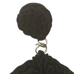 VTG Decorative Black Textured Fabric Knot Circular Dangle Earrings Photo 8