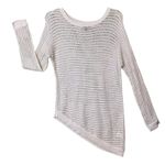 Apt. 9  Sweater Womens Small Ivory Asymmetrical Hem Open Knit Tunic Top Metallic Photo 10