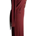 Velvet Heart  Striped Midi Dress M Red Black V Neck Long Sleeve Tie Belt Goth Photo 4