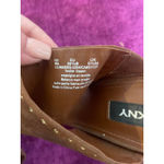 DKNY Lilina Sandal Dark Cognac Suede Size 8 Chunky Heel Square Toe Shoe Grommets Photo 4