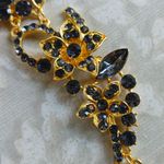 Stunning Statement Gold Smokey Grey Crystal Brooch Pin Photo 3