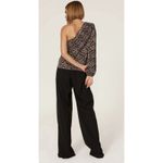 Saylor  Yael  one-shoulder top in a black and pink  floral print. Size XS Photo 2