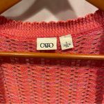 Cato Cute  peachy crochet scalloped trim open front 3/4 sleeve sweater cardigan Photo 4