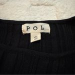 POL Black Tan Fitted Ribbed Long Sleeve Crop Top, Twist Front, Women’s Small NWT Photo 3