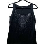 Eileen Fisher Black Sequin Neck 100% Wool Sleeveless Basic Tank Top Size Small Photo 0