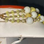 Summer Breeze 3 Strand Yellow & Spun gold in milk glass beads necklace Photo 6
