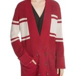 Joie Cashmere Women’s Caleela Stripe Button Front Cardigan Red White Size Small Photo 0