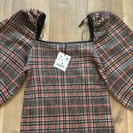 ZARA NWT  Bodycon Houndstooth Plaid Knit Dress Boat Halter Neck Black/Orange Sz L Photo 10