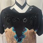 Tracy Reese Embellished Black and Tan Women's Top Photo 1