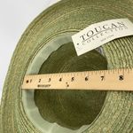 Toucan Straw hat light green, spray of flowers on raw silk ribbon Green Photo 8